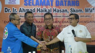 Pemerintah melalui Badan Penyelenggara Jaminan Produk Halal (BPJPH) terus mengkampanyekan dan mensosialisasikan sertifikasi halal kepada pelaku usaha dan UMK yang bergerak dibidang makanan serta minuman yang menjadi daya tarik dalam usahanya./Foto Istimewa/Humas BPJPH