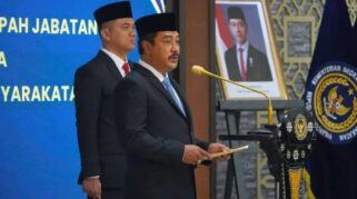 Menteri Imigrasi dan Pemasyarakatan (Imipas) Agus Andrianto dalam upacara pelantikan dan pengambilan sumpah jabatan di Jakarta, Kamis (9/1/2025). (ANTARA/HO-Kementerian Imigrasi dan Pemasyarakatan RI)