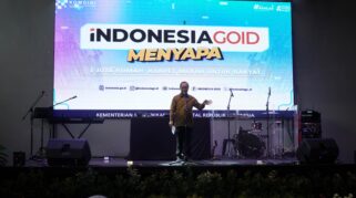 Direktur Informasi Publik Kemkomdigi Nursodik Gunarjo saat memberikan sambutan di hadapan ratusan peserta IGID Menyapa di Pekanbaru, Riau, Kamis (25/9/2025). (Foto: Tim IGID/InfoPublik) Dit Informasi Publik)