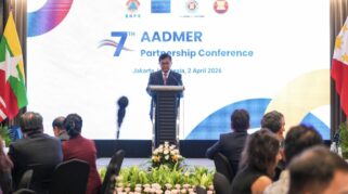 Sekretaris Utama BNPB Rustian saat membuka forum 7th ASEAN Agreement on Disaster Management and Emergency Response (AADMER) Partnership Conference di Jakarta. (Foto: Dok. BNPB)