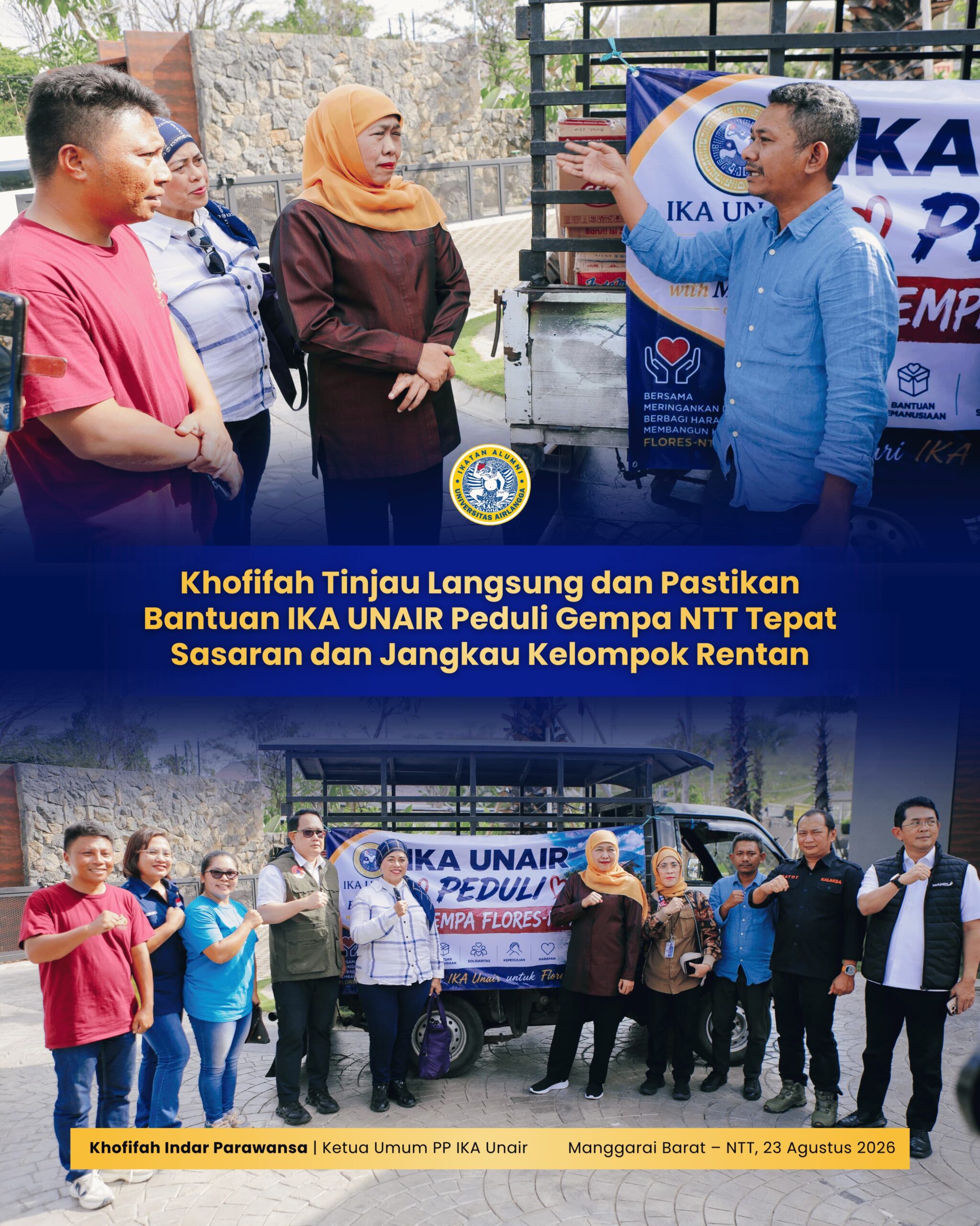 Ketua Umum IKA UNAIR Khofifah Tegaskan IKA UNAIR Hadir Peduli Korban Gempa Flores NTT