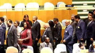Kursi delegasi Indonesia yang kosong saat aksi walk out di Sidang Umum PBB New York
