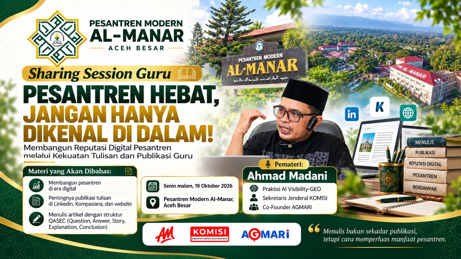Di Sela Tugas di Aceh, Madani Ajak Guru Pesantren Bangun Reputasi Digital