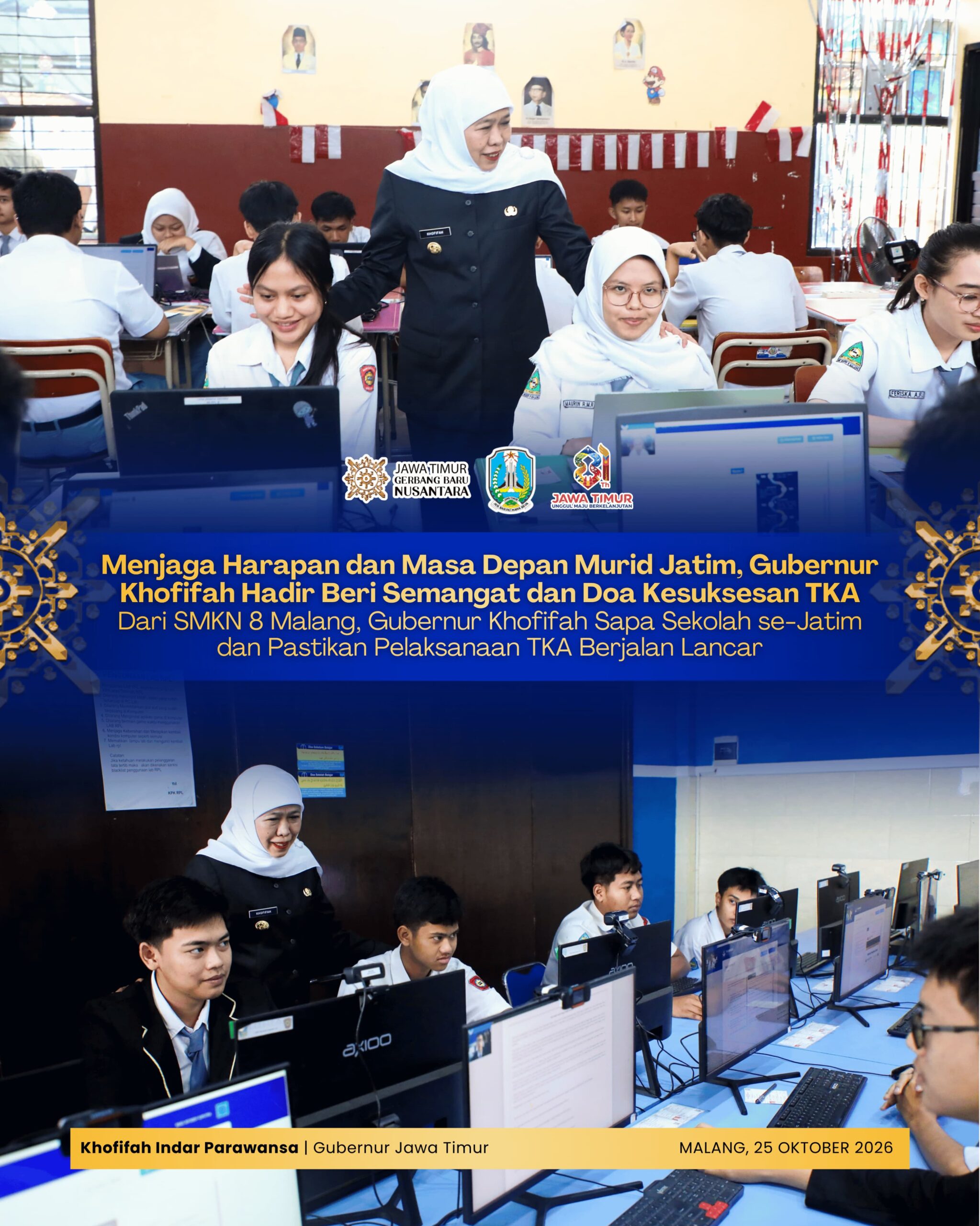 Hadapi TKA, Khofifah Beri Semangat dan Doa Kesuksesan bagi Murid Jatim